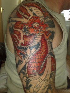 Dragon Tattoo phase three, inked at Real Art Tattoo Syston